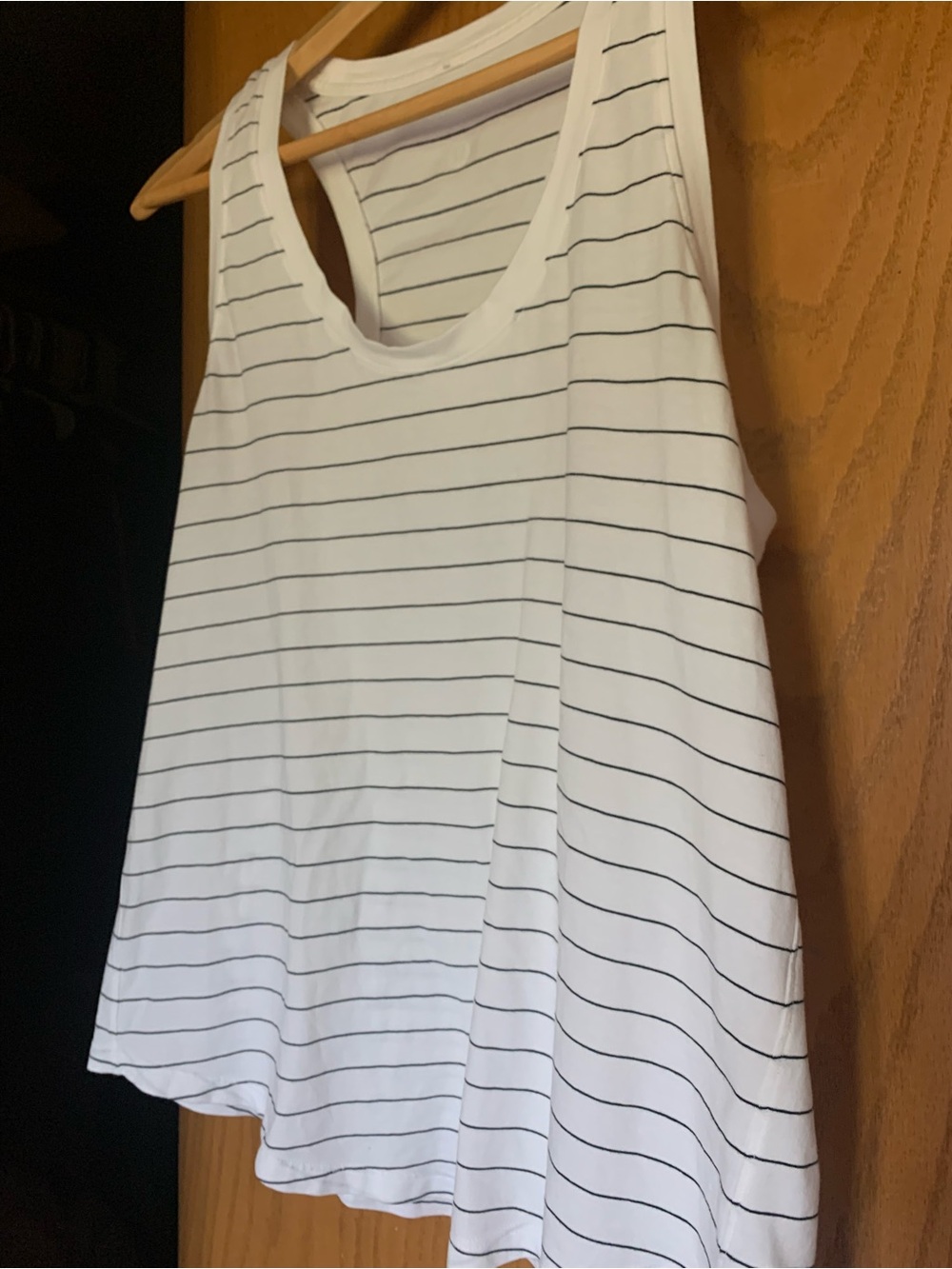 Lululemon White Tank with Thin Black Stripes